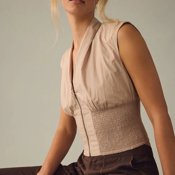 COPY - NWT Anthropologie Maeve Sleeveless Zip-Front Top "Grey" L - Picture 5 of 5